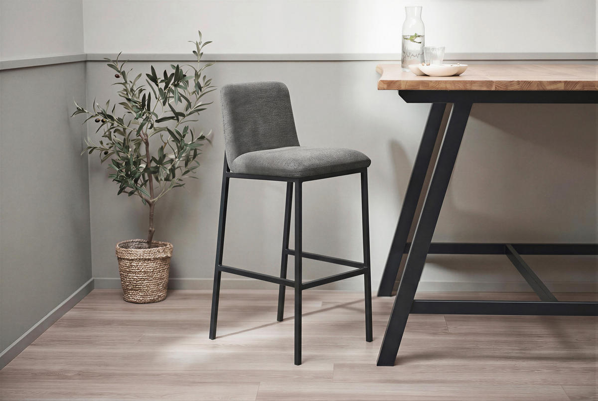 BARHOCKER in Grau, Schwarz  - Schwarz/Grau, MODERN, Textil/Metall (44,5/101/50,5cm) - Livetastic