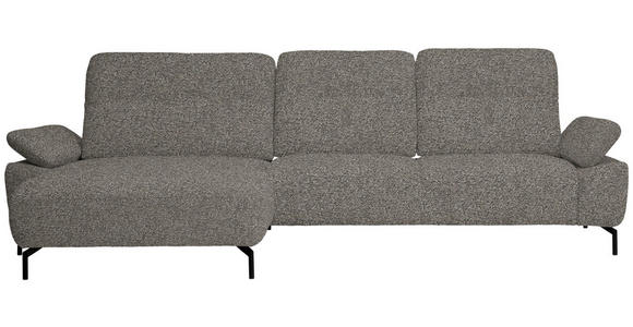 ECKSOFA  in Chenille, Flachgewebe Hellbraun  165/318 cm  - Hellbraun/Schwarz, Design, Textil/Metall (165/318cm) - Xora