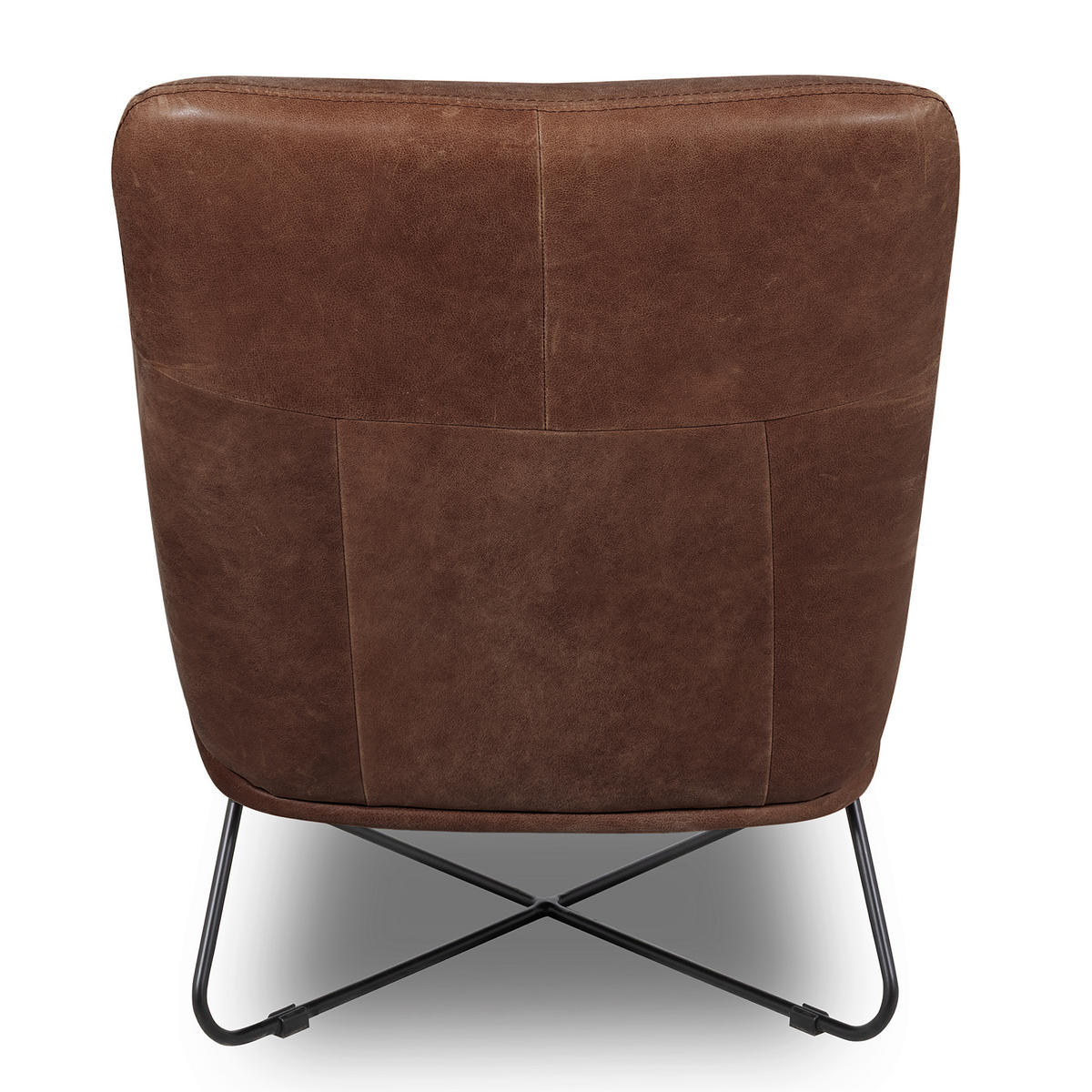 SESSEL in Echtleder Braun  - Schwarz/Braun, Design, Leder/Metall (67/87/74cm) - Livetastic