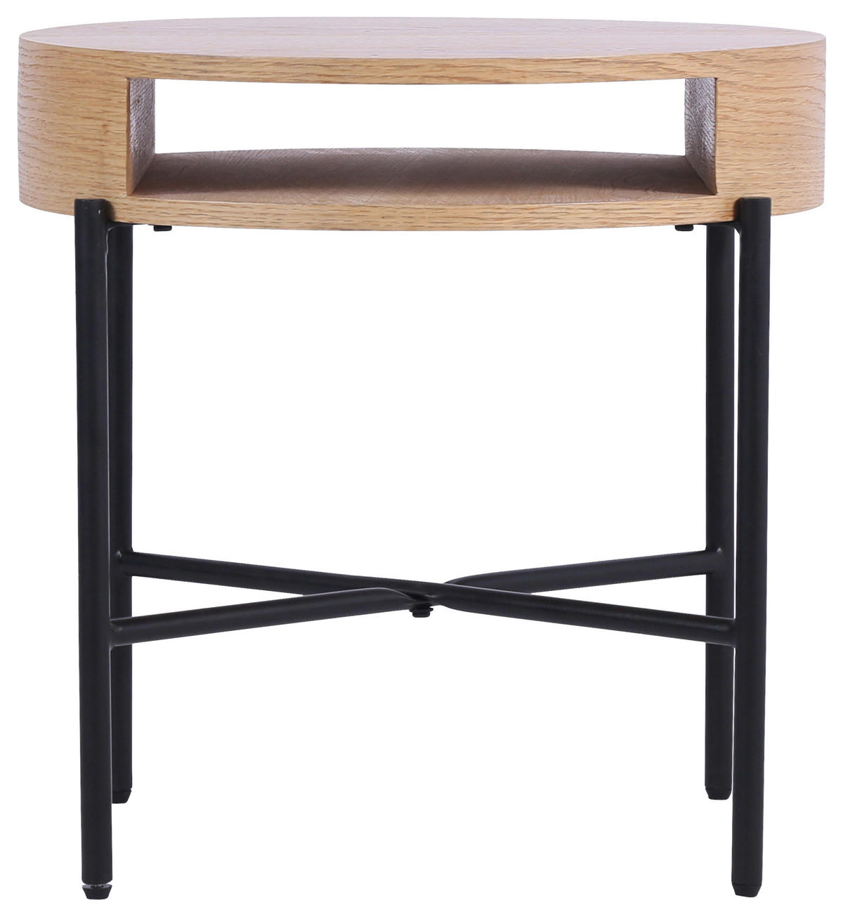 BEISTELLTISCH 54/54/48 cm Eiche furniert Schwarz, Eichefarben rund  - Eichefarben/Schwarz, Natur, Holz/Holzwerkstoff (54/54/48cm) - Stylife