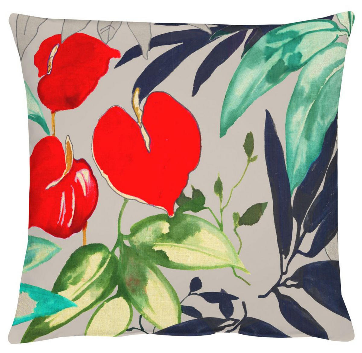 KISSENHÜLLE Loft Style  49/49 cm  - Rot/Grau, Basics, Textil (49/49cm) - Ambiente