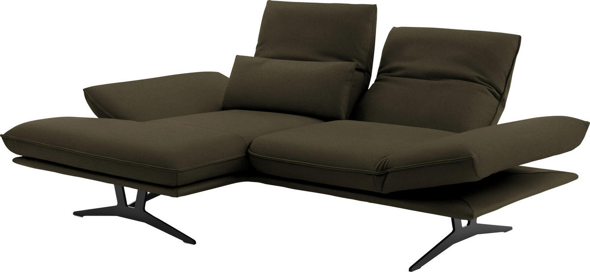 ECKSOFA in Echtleder Olivgrün  - Gelb/Schwarz, Design, Leder/Metall (130/210cm) - Dieter Knoll