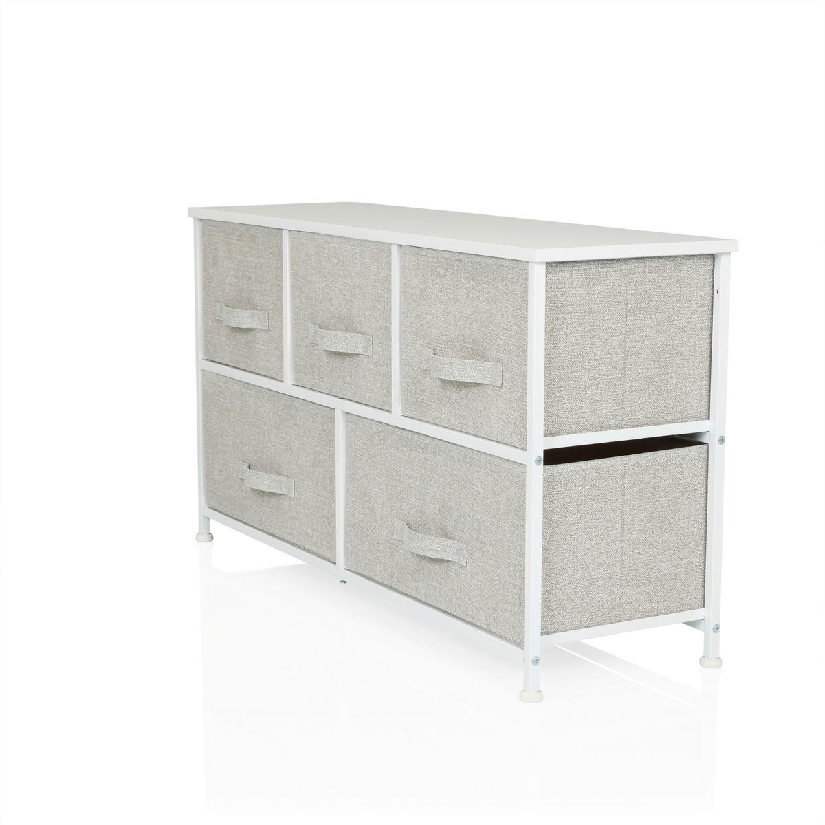 KOMMODE  in 100/55/30 cm  - Weiß/Grau, MODERN, Kunststoff/Textil (100/55/30cm) - MID.YOU