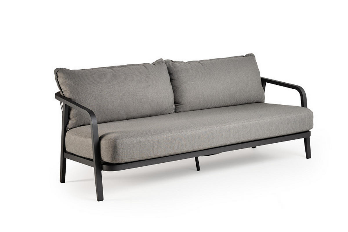 BANC 3 PLACES in Anthrazit  - Anthrazit, Basics, Textil/Metall (202/86/70cm) - Tierra Outdoor