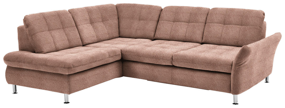 ECKSOFA in Webstoff Orange  - Chromfarben/Orange, Konventionell, Textil/Metall (210/242cm) - Beldomo Style