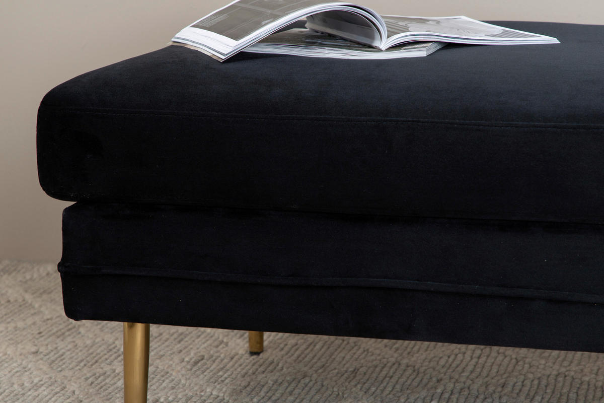 HOCKER Schwarz, Goldfarben  - Goldfarben/Schwarz, Design, Textil/Metall (90/49/70cm) - Livetastic