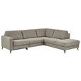 ECKSOFA Dieter Knoll Beigebraun Mikrofaser  - Beigebraun/Schwarz, Design, Textil/Metall (269/238cm) - Dieter Knoll