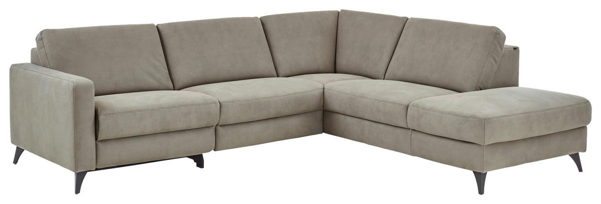 ECKSOFA Dieter Knoll Beigebraun Mikrofaser  - Beigebraun/Schwarz, Design, Textil/Metall (269/238cm) - Dieter Knoll