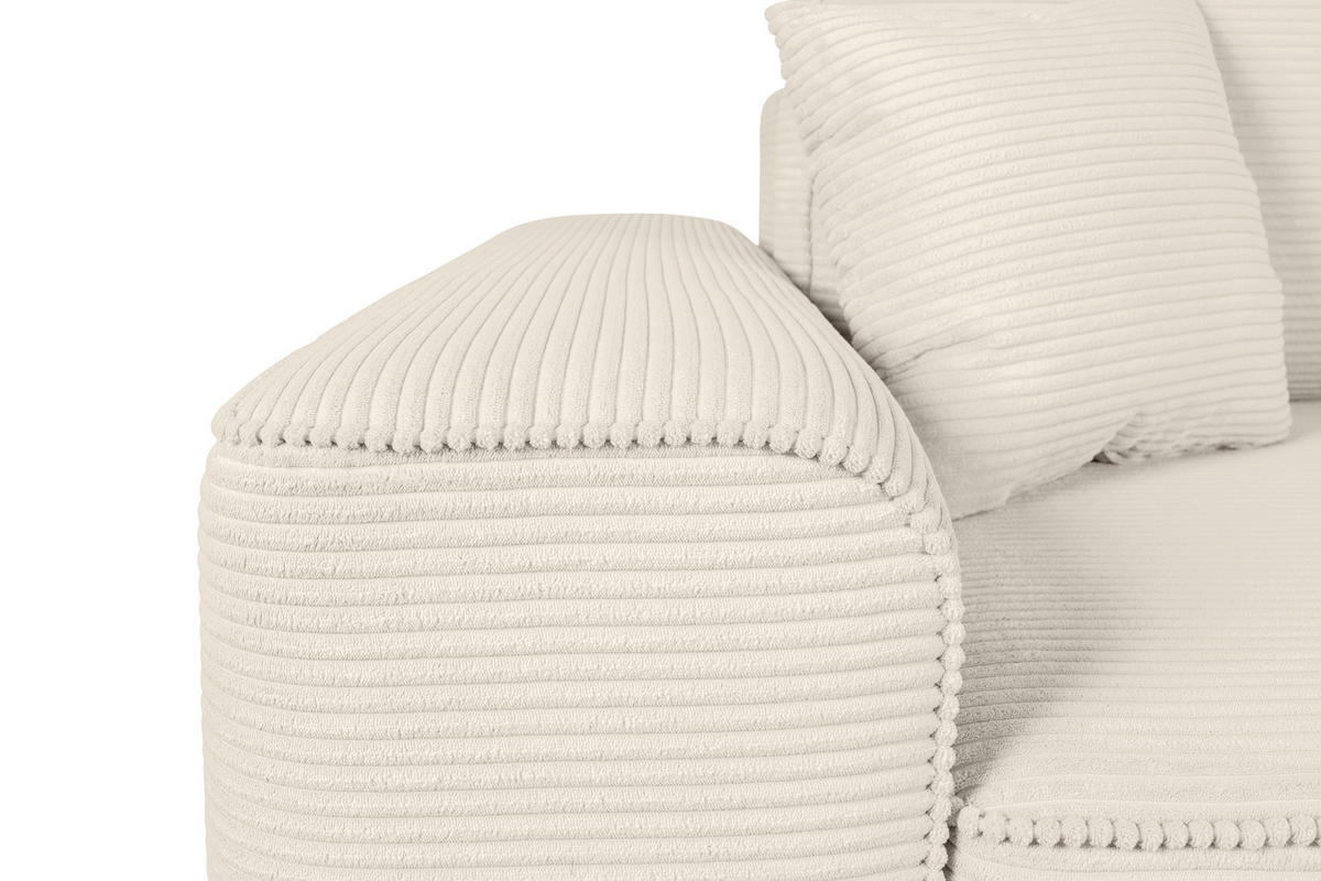 SCHLAFSOFA  mit Rücken echt, Armteil links, Armteil rechts Cord Creme  - Creme/Schwarz, Design, Kunststoff/Textil (261/95/108cm) - Xora
