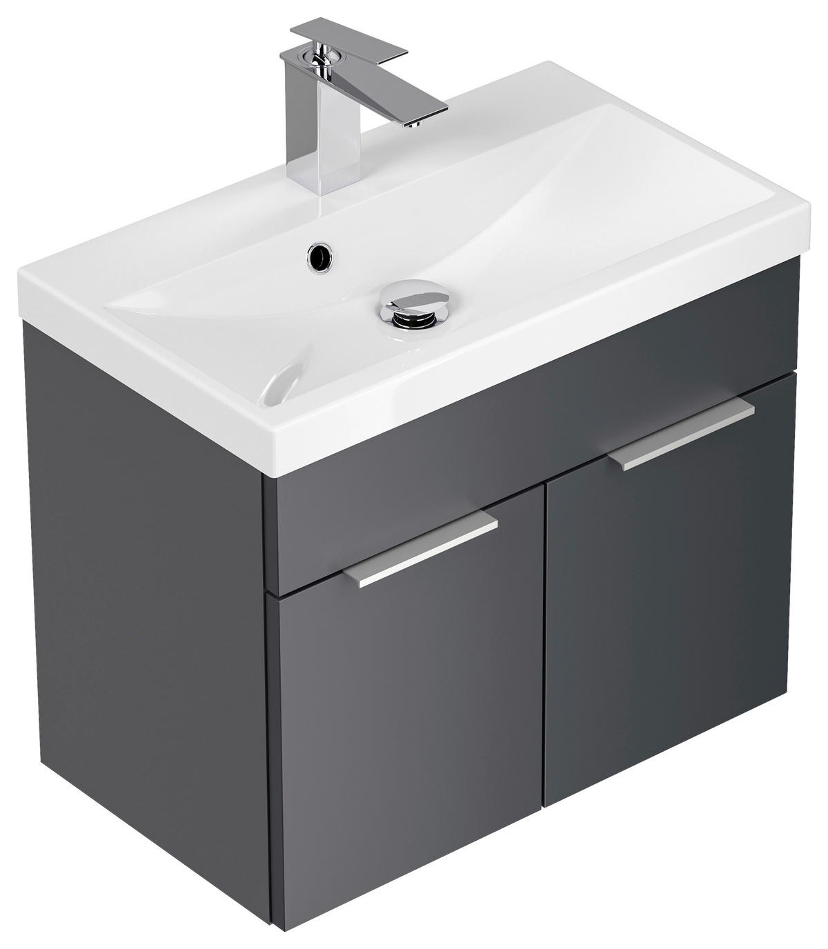 WASCHTISCHKOMBI 59,5 cm  - Graphitfarben, Basics, Holzwerkstoff/Stein (59,5cm) - MID.YOU