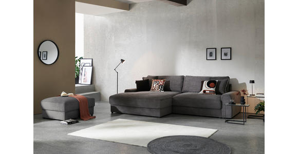 ECKSOFA Dunkelgrau Cord - Dunkelgrau/Schwarz, MODERN, Kunststoff/Textil (180/300cm) - Carryhome