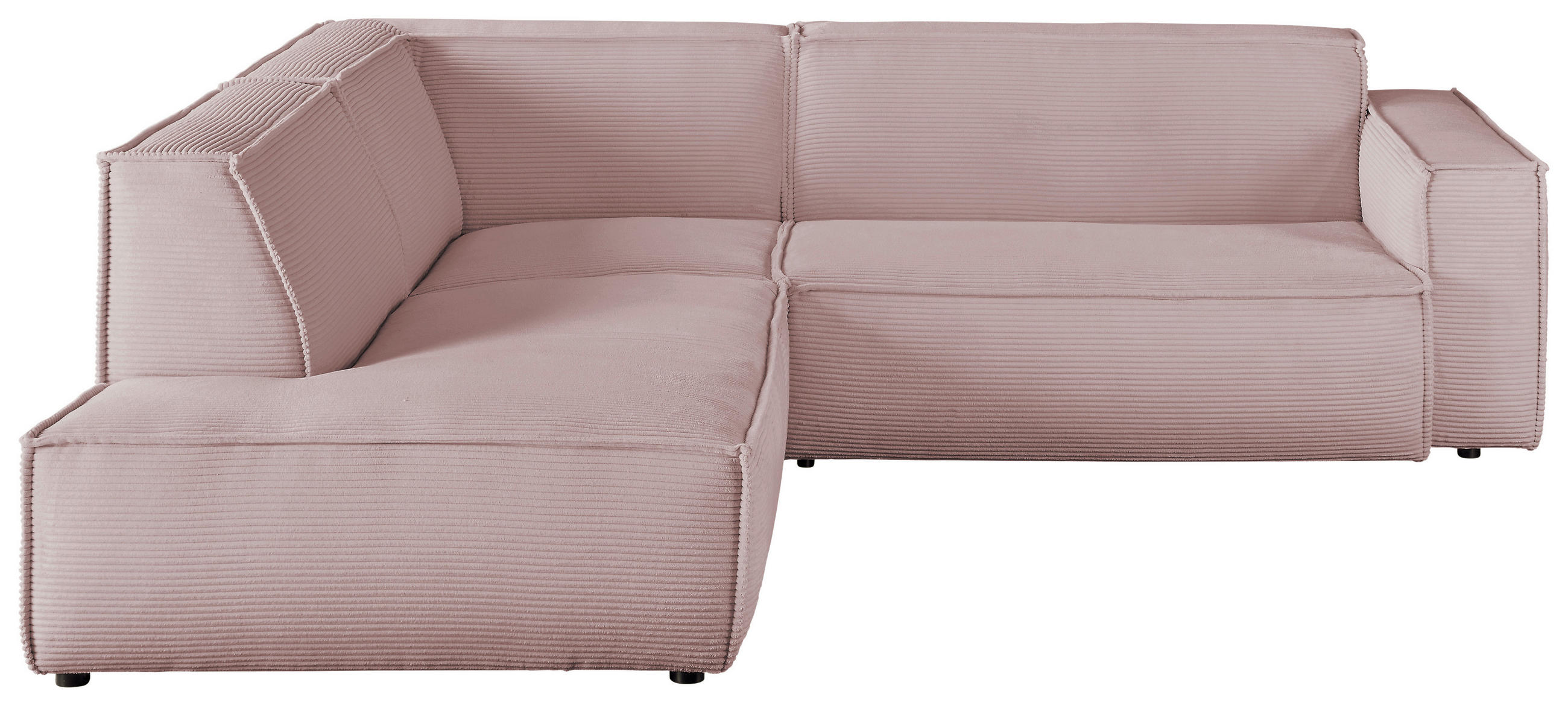 ECKSOFA Cord Dunkelgrau  - Dunkelgrau/Schwarz, Konventionell, Kunststoff/Textil (224/254cm) - Hom`in