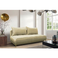 SCHLAFSOFA in Velours Beige  - Beige/Goldfarben, Design, Textil/Metall (200/90/97cm) - MID.YOU