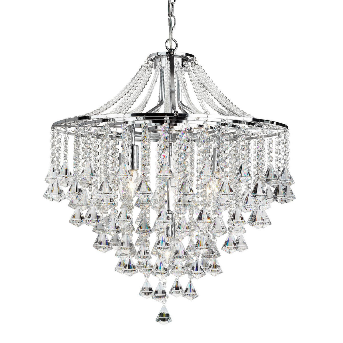 HÄNGELEUCHTE 64/120 cm  - Chromfarben, KONVENTIONELL, Glas/Metall (64/120cm)