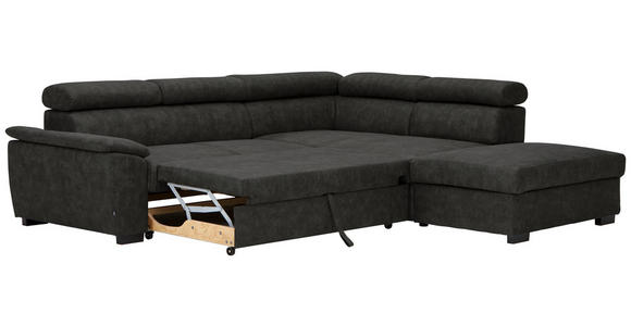 ECKSOFA in Lederlook Anthrazit  - Anthrazit/Schwarz, MODERN, Kunststoff/Textil (263/230cm) - Hom`in