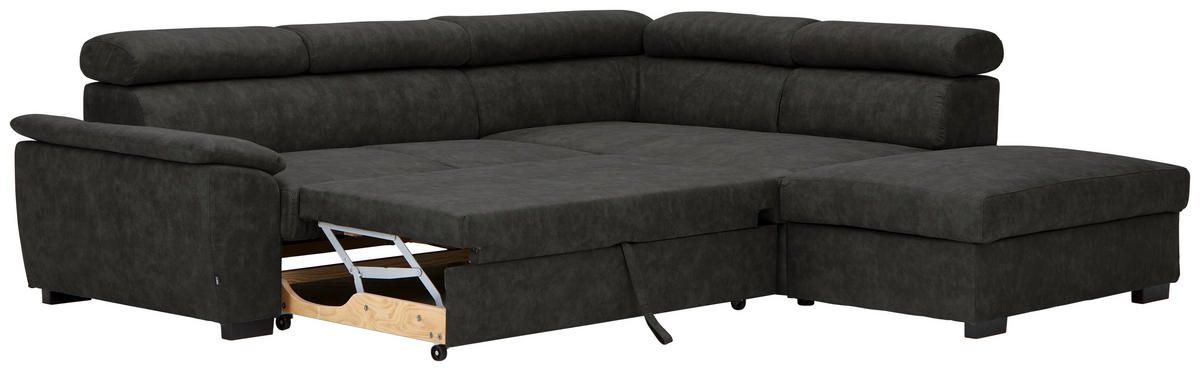ECKSOFA in Lederlook Anthrazit  263/230 cm  - Anthrazit/Schwarz, MODERN, Kunststoff/Textil (263/230cm) - Hom`in