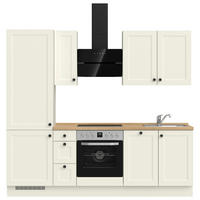 KÜCHENBLOCK 240 cm   in Weiß, Eichefarben  - Eichefarben/Schwarz, MODERN, Holzwerkstoff/Metall (240cm) - Nobilia