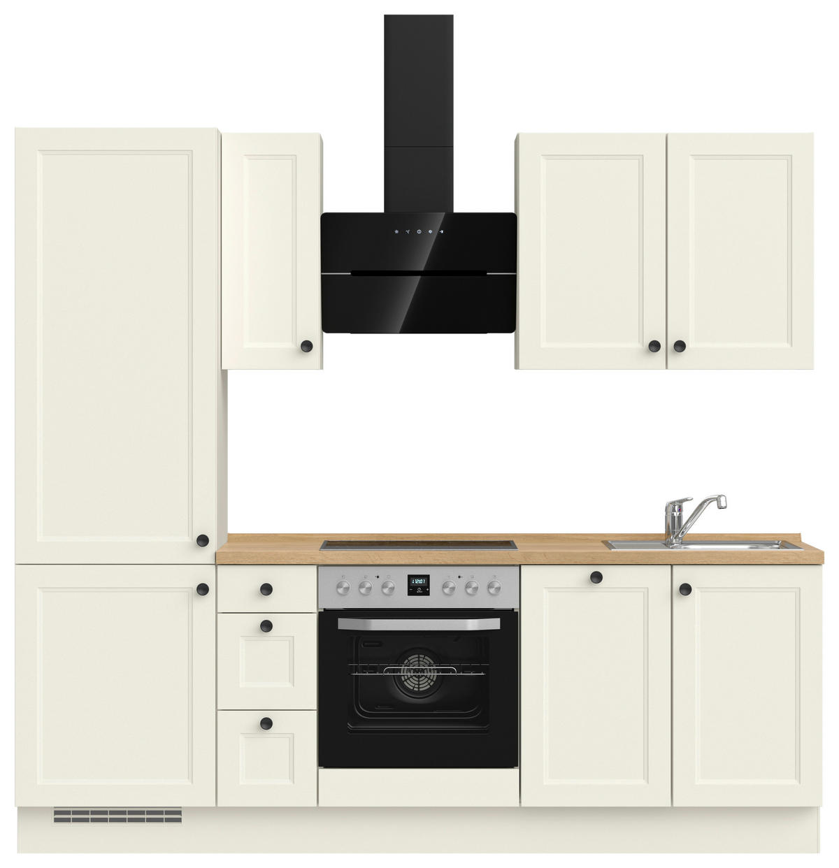 KÜCHENBLOCK 240 cm   in Weiß, Eichefarben  - Eichefarben/Schwarz, MODERN, Holzwerkstoff/Metall (240cm) - Nobilia