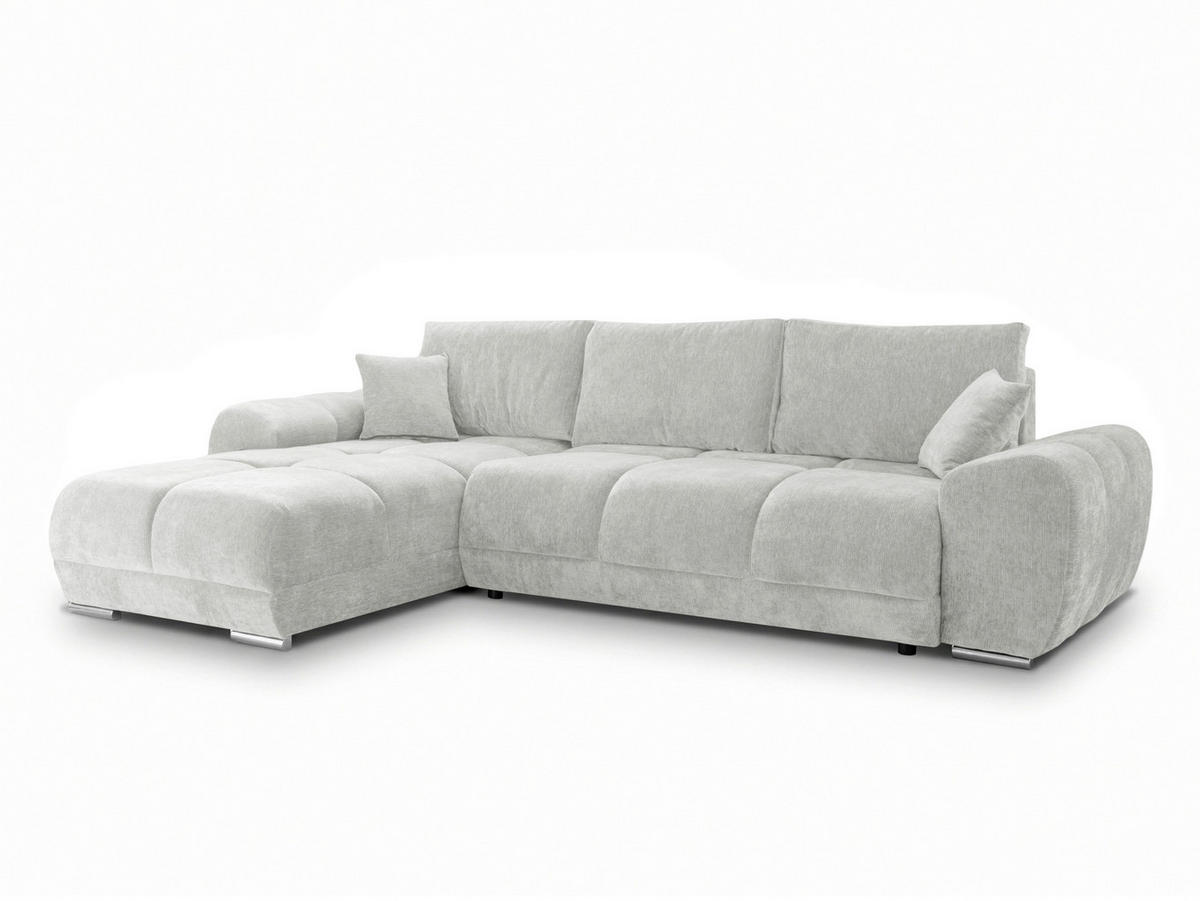 ECKSOFA  in Chenille Hellgrau  - Chromfarben/Hellgrau, KONVENTIONELL, Kunststoff/Textil (183/290cm) - Xora