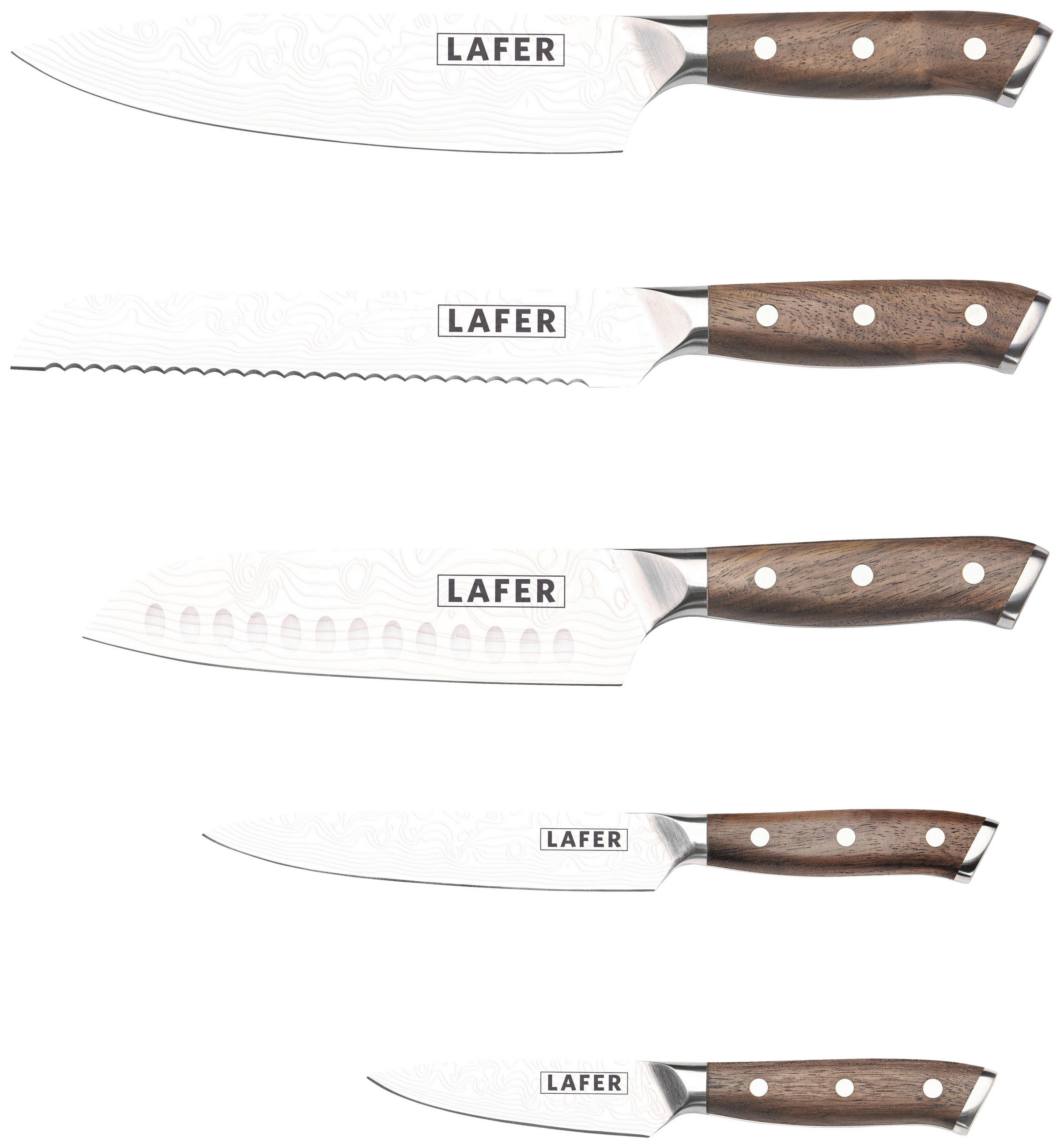 MESSERSET Touch 5-teilig  - Graubraun, Basics, Holz/Metall - Johann Lafer