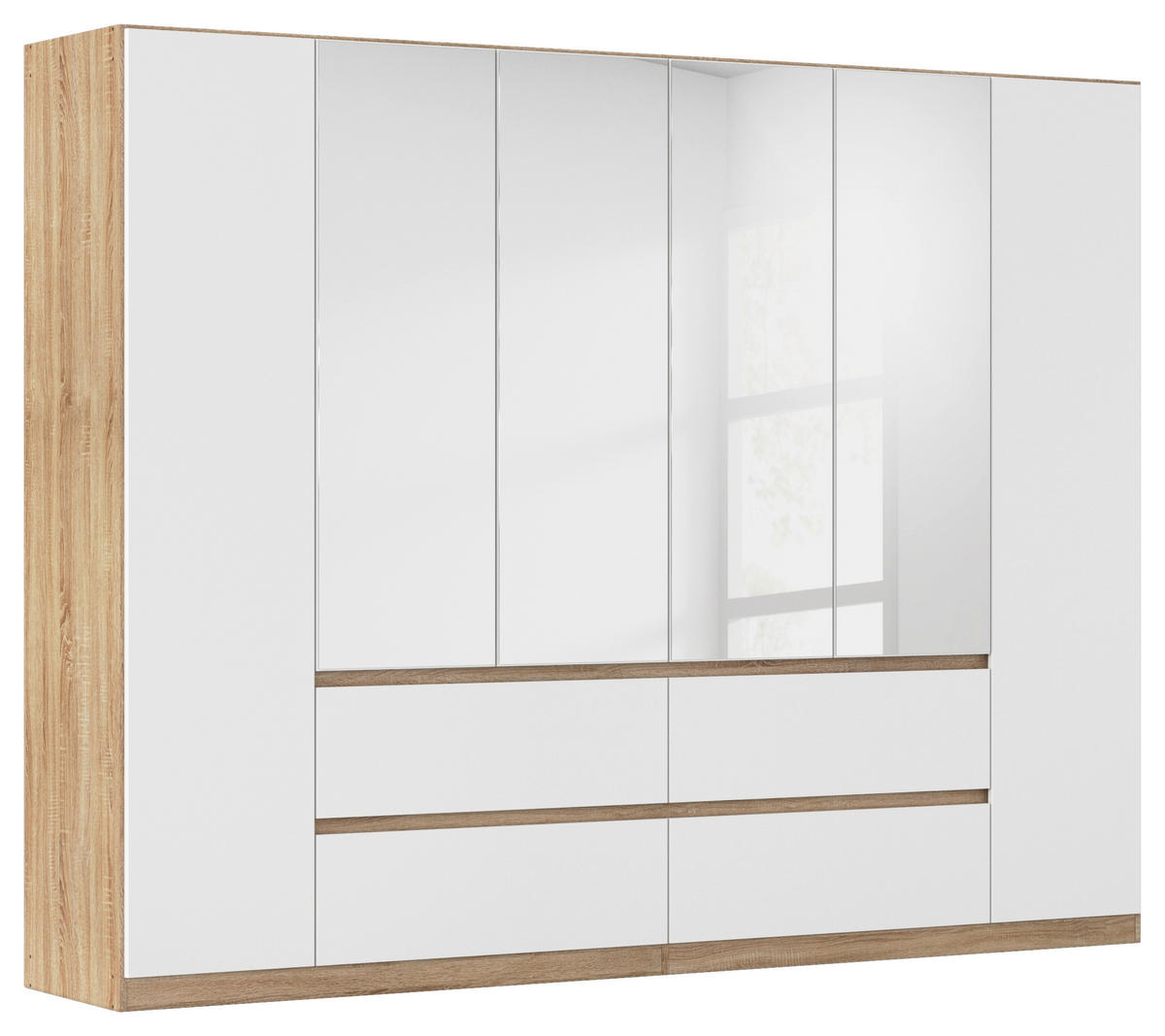 DREHTÜRENSCHRANK  in Weiß, Eichefarben  - Eichefarben/Weiß, Basics, Holzwerkstoff (271/210/54cm) - Rauch Möbel