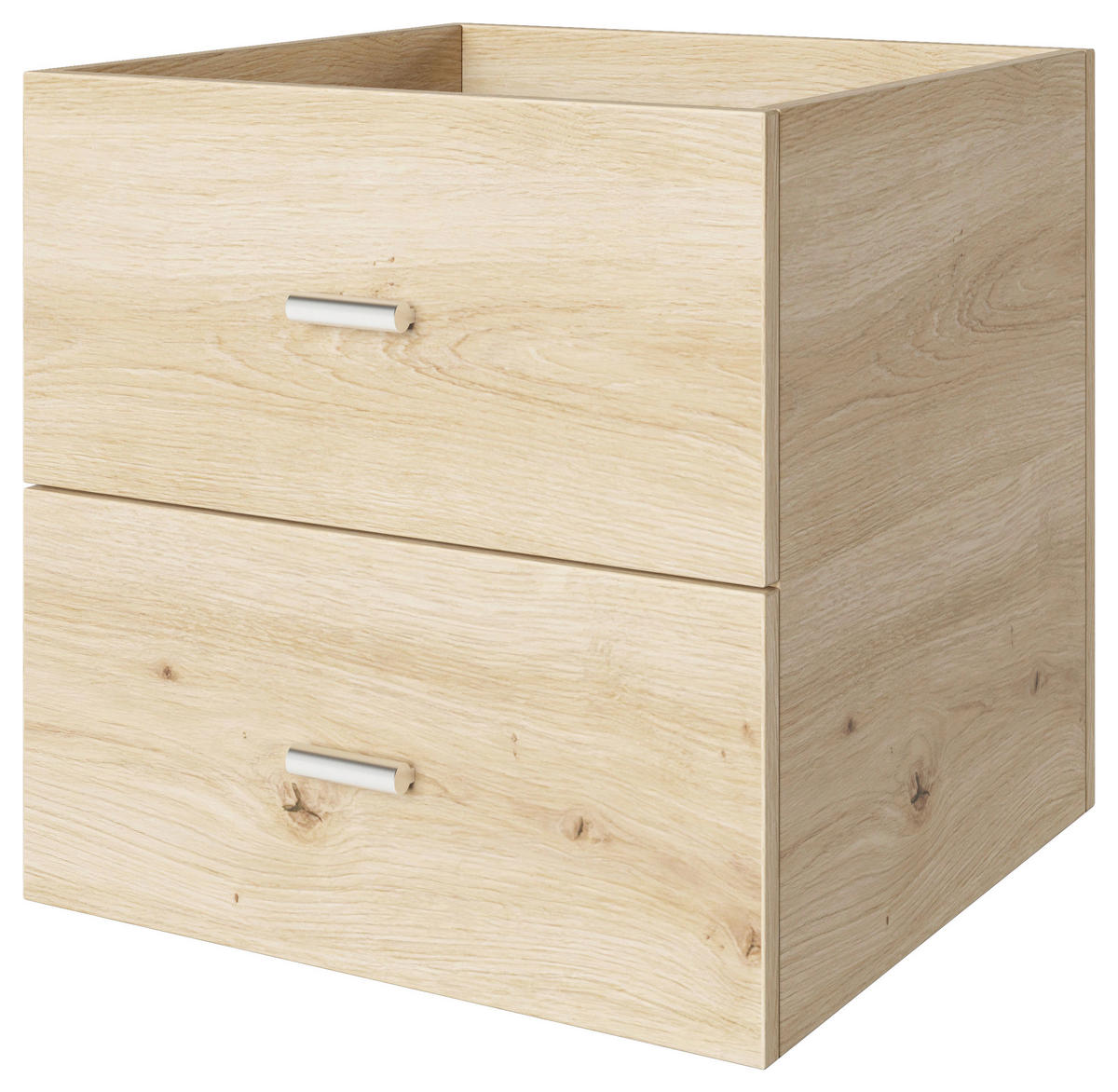 DOPPELSCHUBLADE - Eichefarben/Silberfarben, Basics, Holzwerkstoff/Kunststoff (34/34/33,4cm) - MID.YOU