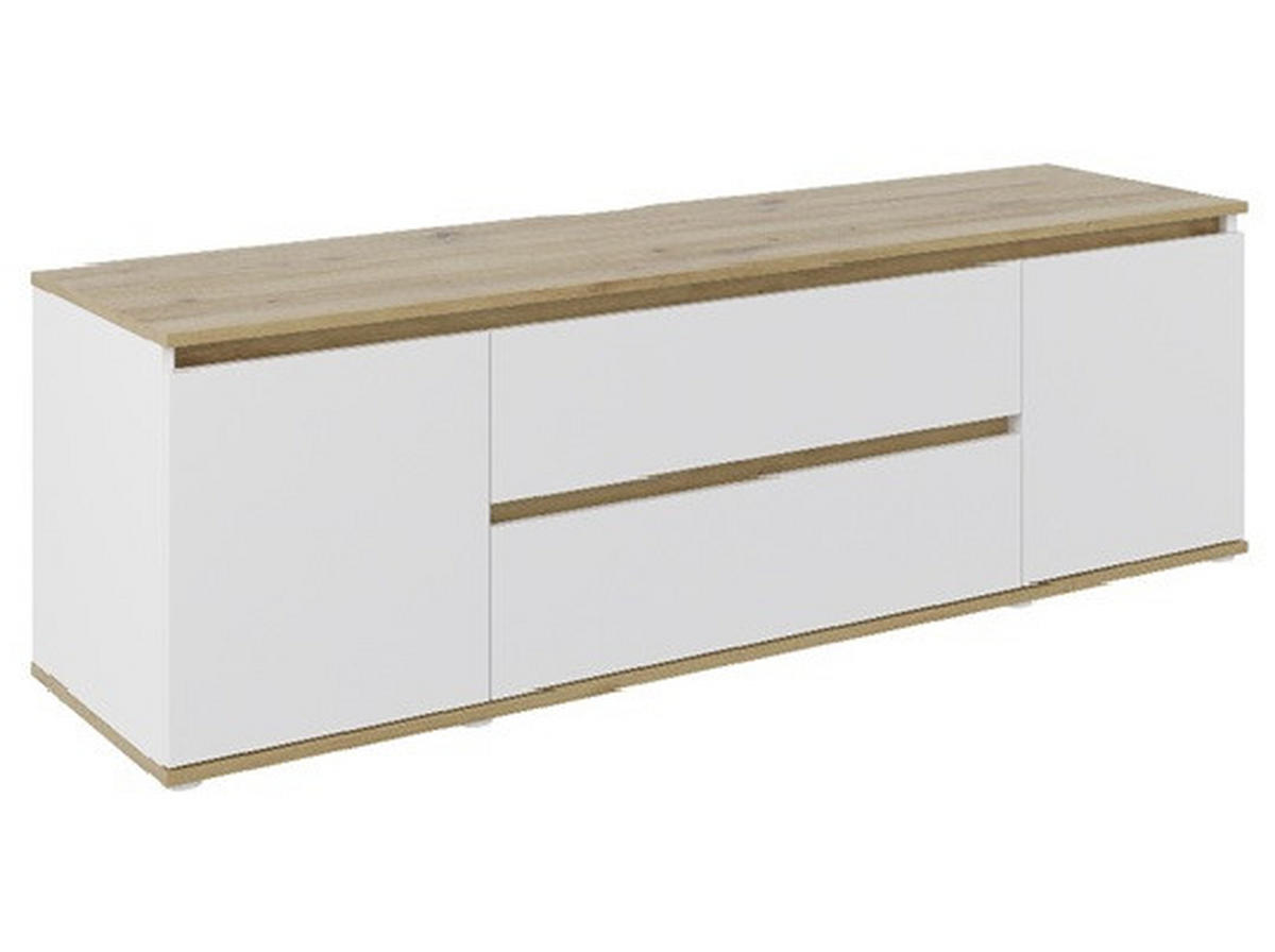 NIZKA OMARICA bela, hrast artisan  - bela/hrast artisan, Moderno, leseni material (160/50/42cm) - Carryhome