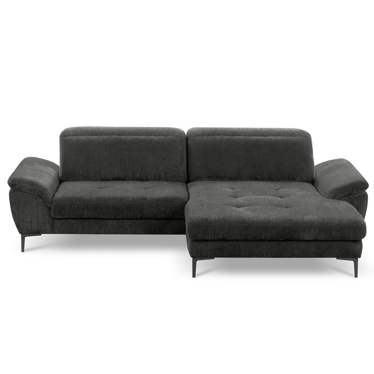 ECKSOFA  Webstoff Schwarz  - Schwarz, Design, Textil/Metall (268/195cm) - Livetastic
