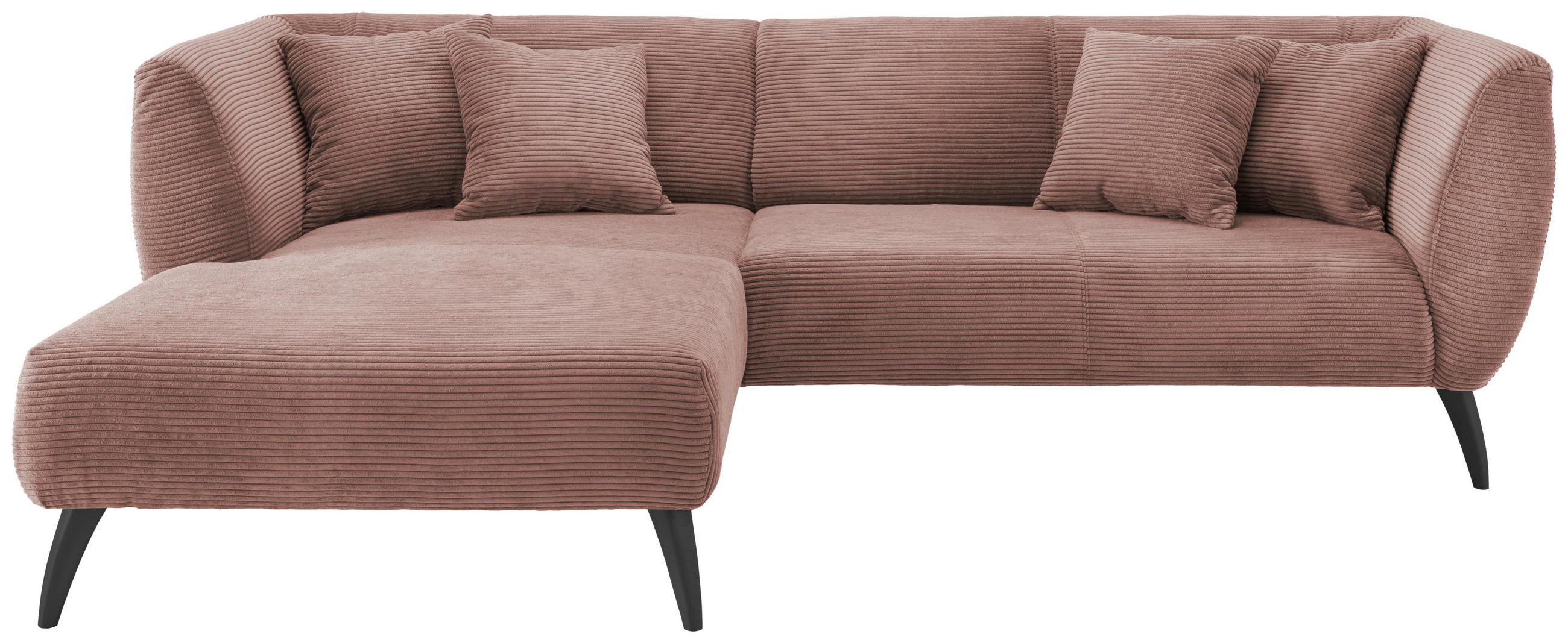 ECKSOFA Rosa Cord Zierkissen  - Schwarz/Rosa, MODERN, Holz/Textil (160/264cm) - MID.YOU