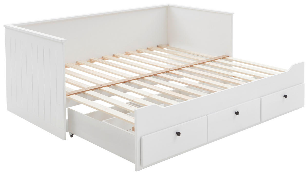 AUSZIEHBETT 90-180/200 cm  in Weiß  - Weiß, KONVENTIONELL, Holz/Holzwerkstoff (90-180/200cm) - Boxxx