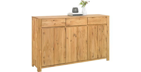 SIDEBOARD Wildeiche, Kerneiche massiv Eichefarben - Eichefarben, KONVENTIONELL, Holz (165,1/103,5/40cm) - Linea Natura