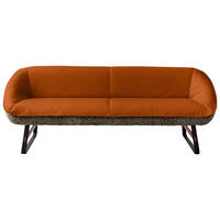 SITZBANK Textil, Leder Braun, Cognac  - Cognac/Schwarz, Design, Leder/Holz (229/88/80cm) - Koinor