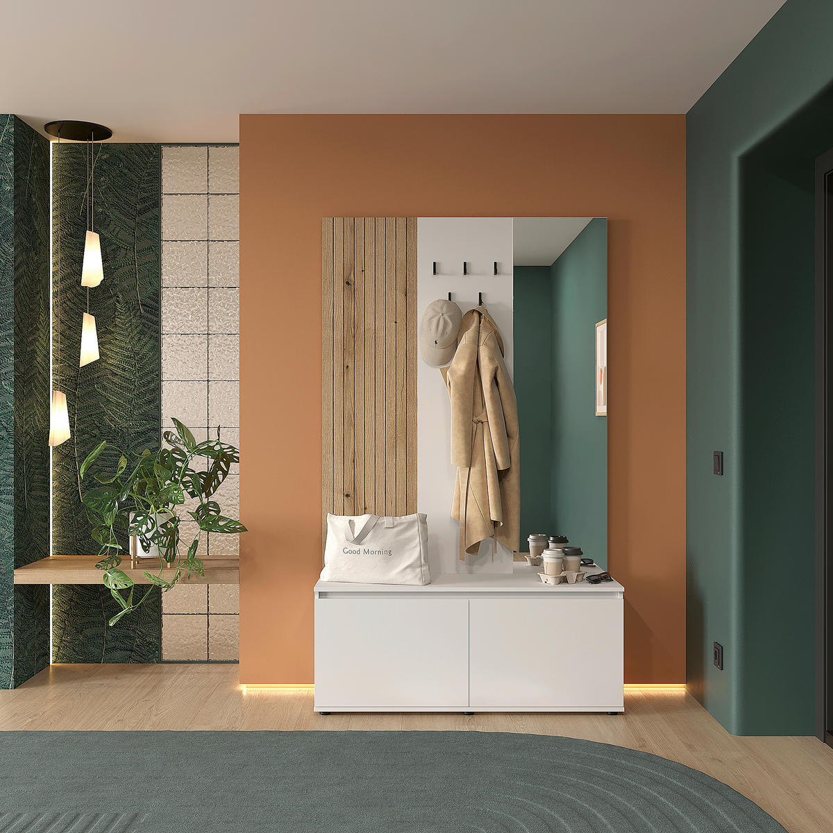 ŠATNA, 120/200/36,6 cm - bílá/barvy dubu, Konvenční, kompozitní dřevo (120/200/36,6cm) - Carryhome