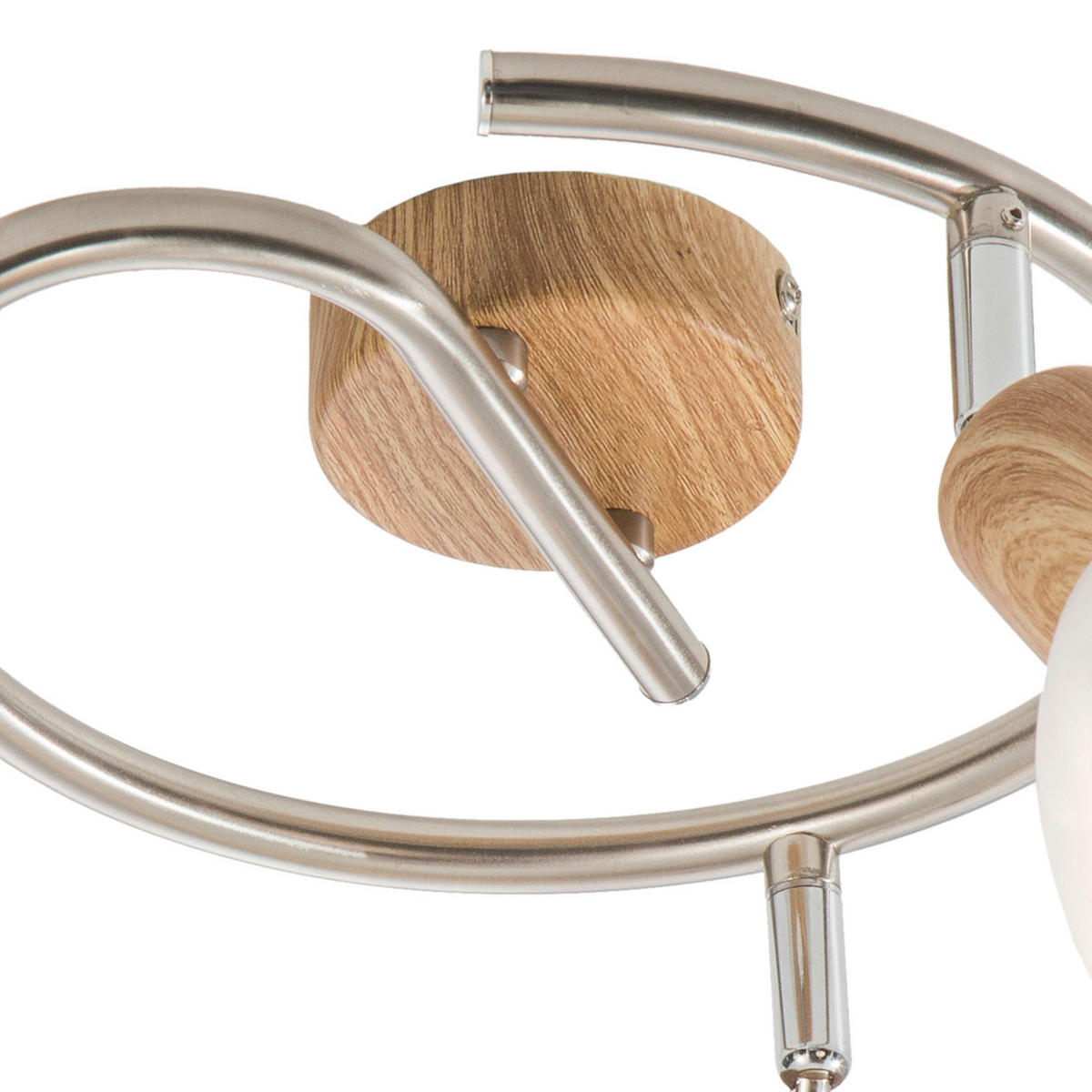 LED-DECKENLEUCHTE 25 cm  - Eichefarben/Weiß, Basics, Glas/Holz (25cm) - Globo