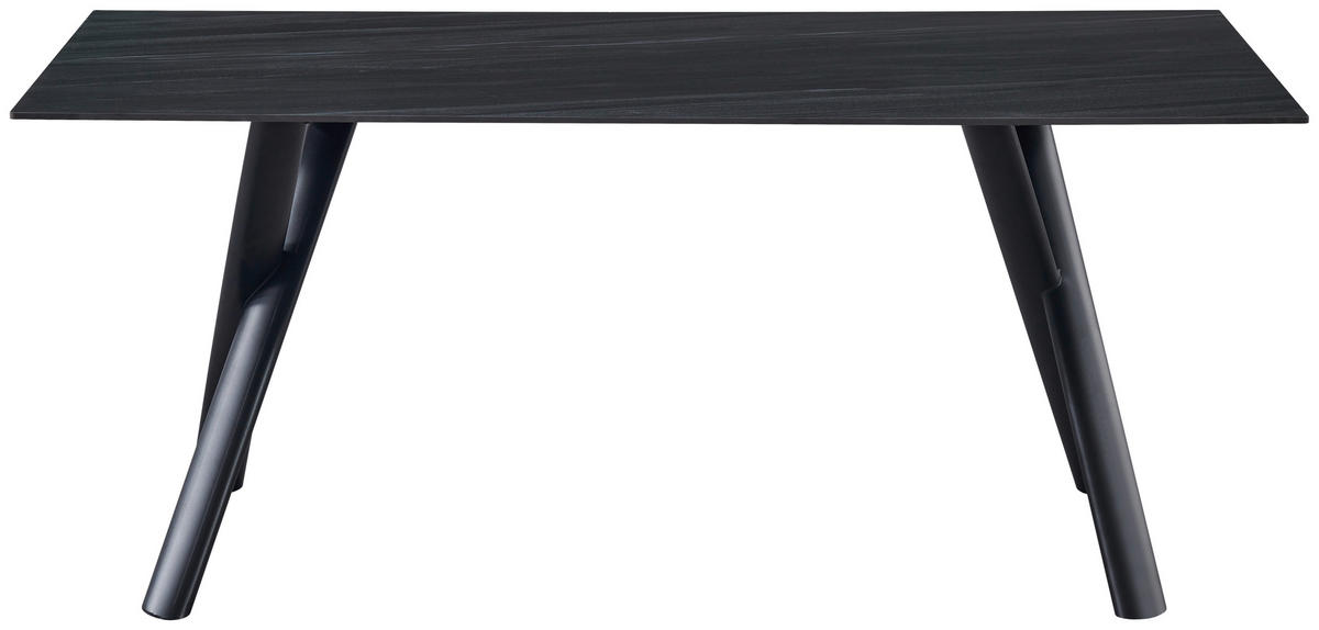 ESSTISCH 180/90/76 cm  Metall, Stein rechteckig Schwarz, Dunkelgrau  - Dunkelgrau/Schwarz, MODERN, Stein/Metall (180/90/76cm) - Livetastic