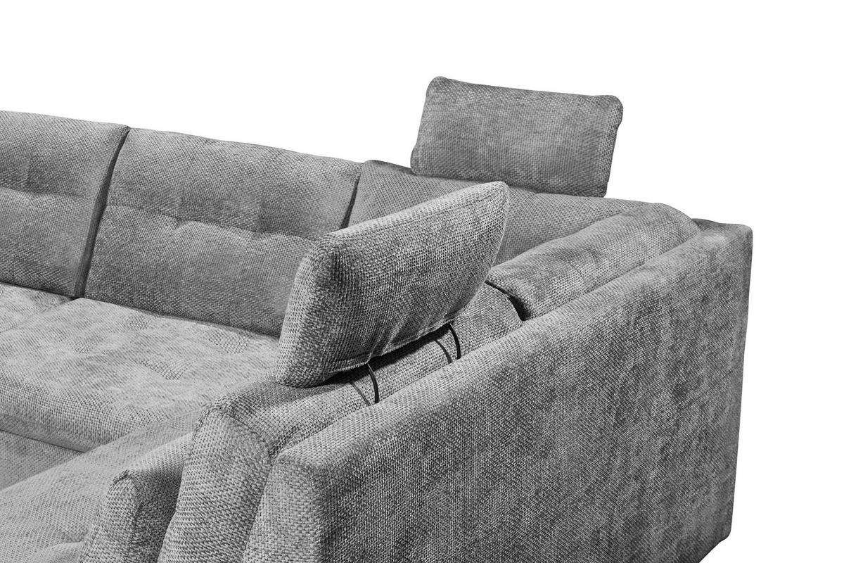 WOHNLANDSCHAFT RONDA Grau Webstoff  - Schwarz/Grau, Basics, Kunststoff/Textil (170/324/218cm) - Livetastic