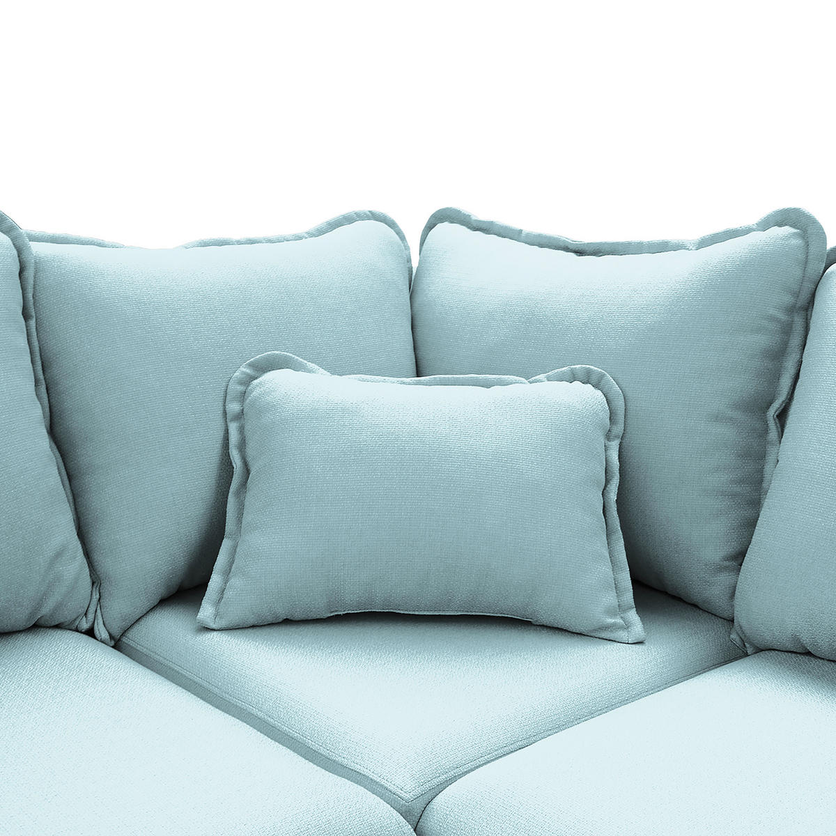 WOHNLANDSCHAFT in Textilgeflecht Hellblau  - Wengefarben/Hellblau, Design, Holz/Textil (167/296/170cm) - Livetastic