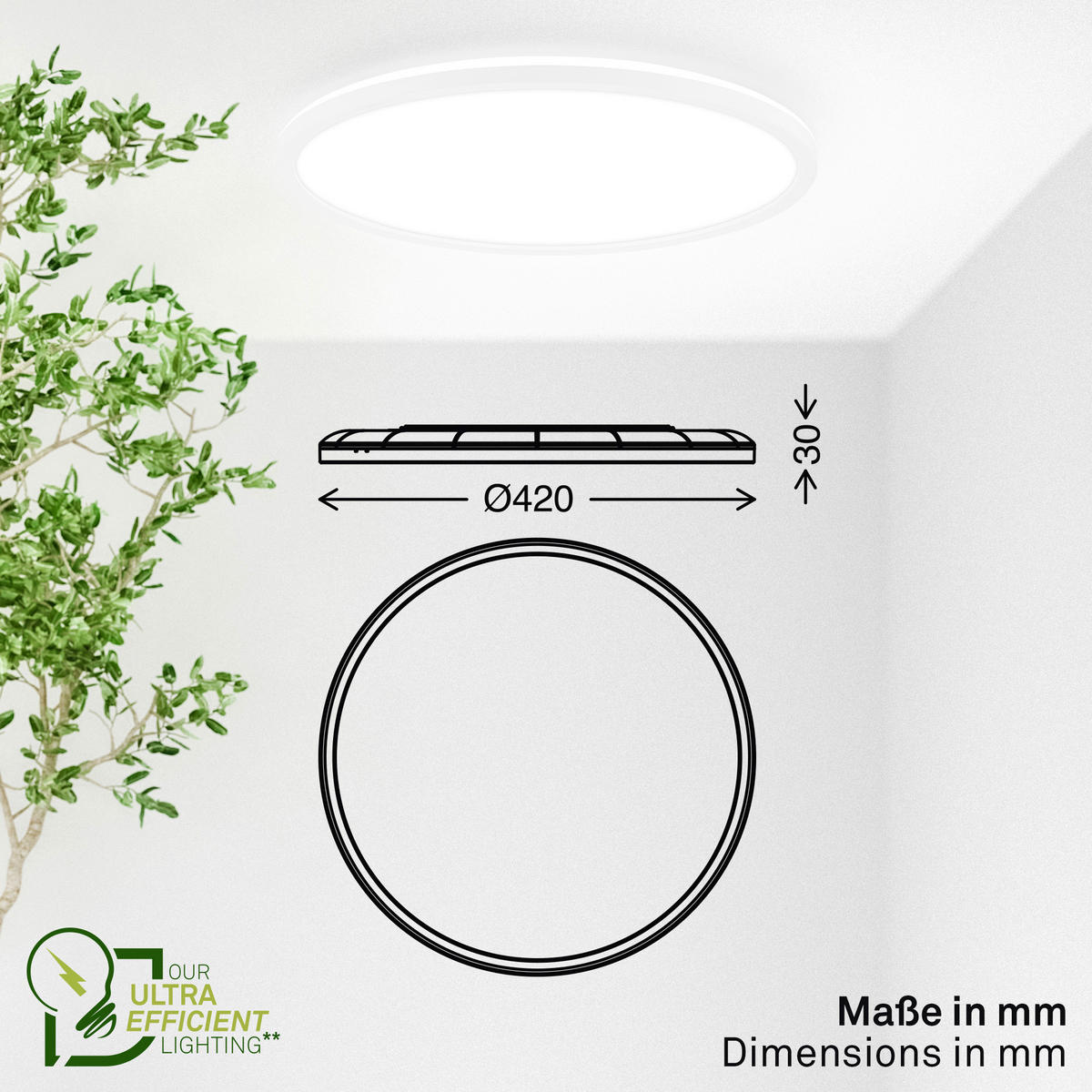 LED-DECKENLEUCHTE Tava A 42/3 cm   - Weiß, Basics, Kunststoff (42/3cm) - Briloner