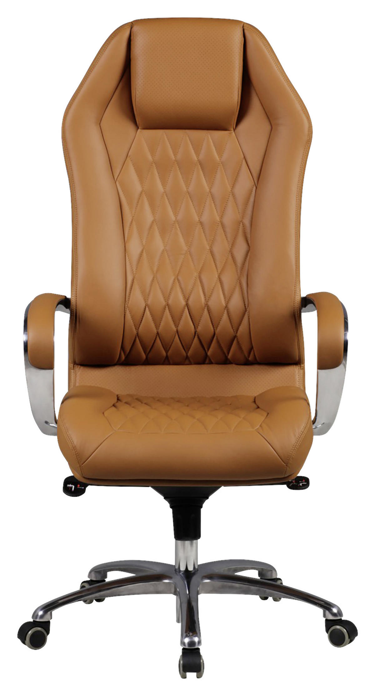 FŐNÖKI SZÉK  világosbarna  - alumínium színű/világosbarna, Modern, műanyag/bőr (67/136/67cm) - MID.YOU