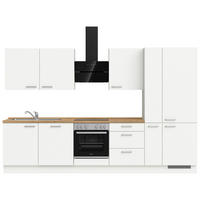 KÜCHENLEERBLOCK 330 cm   in Weiß, Eichefarben  - Edelstahlfarben/Eichefarben, MODERN, Holzwerkstoff/Metall (330cm) - Nobilia