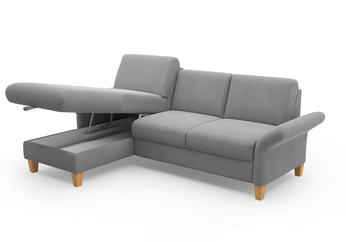 ECKSOFA ROCHELLE E Grau Flachgewebe  - Eichefarben/Grau, KONVENTIONELL, Holz/Textil (164/251cm) - Sit & More