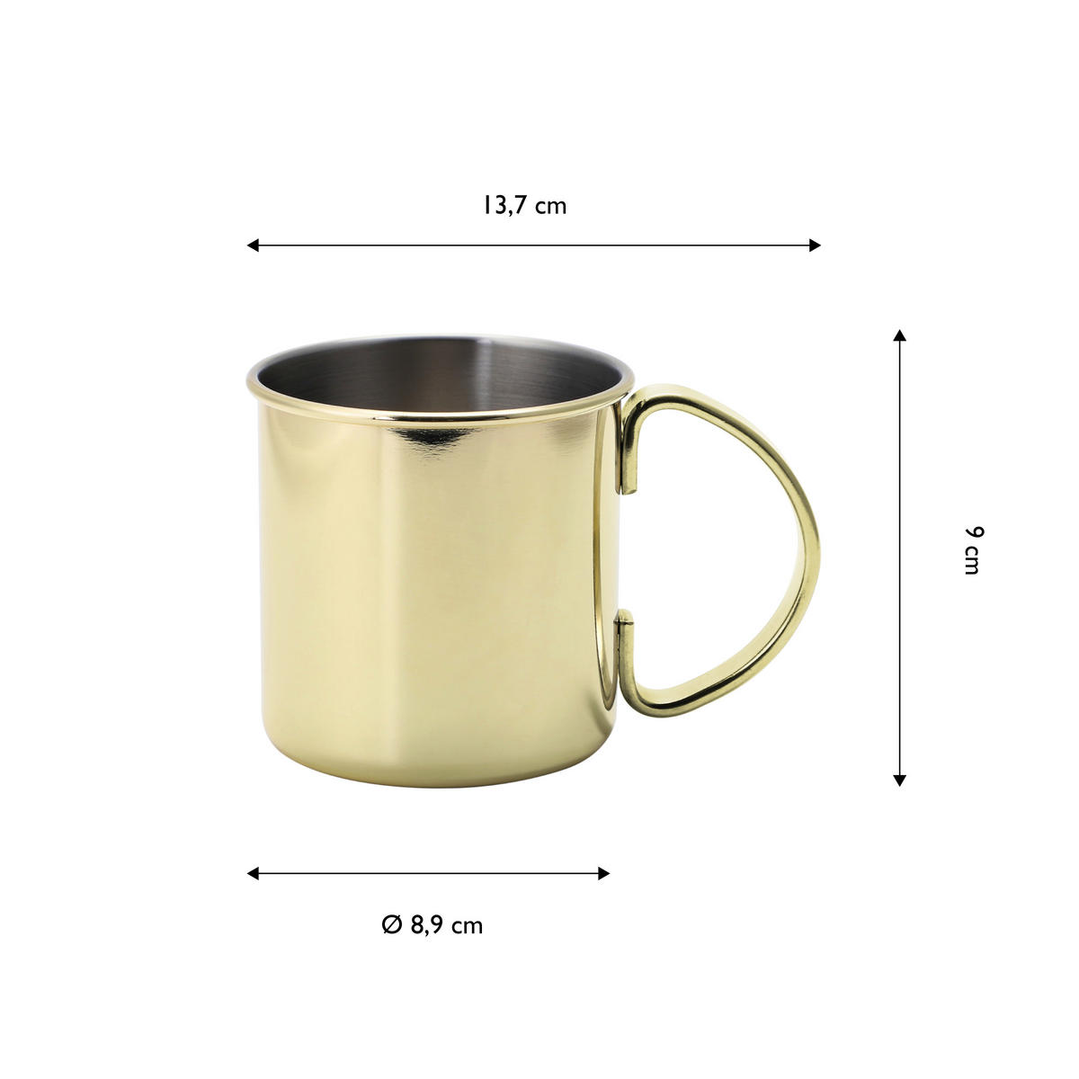 BECHERSET  2-teilig  - Goldfarben, Basics, Metall (13,7/8,9/9cm)