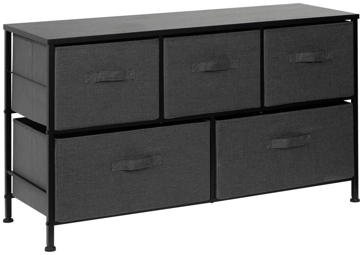 KOMMODE 99/55/30 cm Schwarz, Dunkelgrau  - Dunkelgrau/Schwarz, Modern, Holzwerkstoff/Textil (99/55/30cm) - PBJ