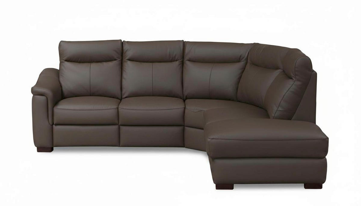 ECKSOFA Echtleder Dunkelbraun  - Wengefarben/Dunkelbraun, Design, Leder/Holz (260/229cm) - Livetastic
