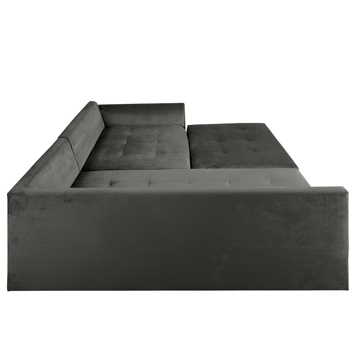 ECKSOFA inkl. Hocker Ariella Anthrazit Samt Rückenkissen, Hocker  - Anthrazit/Naturfarben, Design, Holz/Textil (161/231cm) - Livetastic