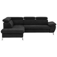 ECKSOFA Schwarz Mikrofaser  - Chromfarben/Schwarz, KONVENTIONELL, Textil/Metall (209/256cm) - Livetastic