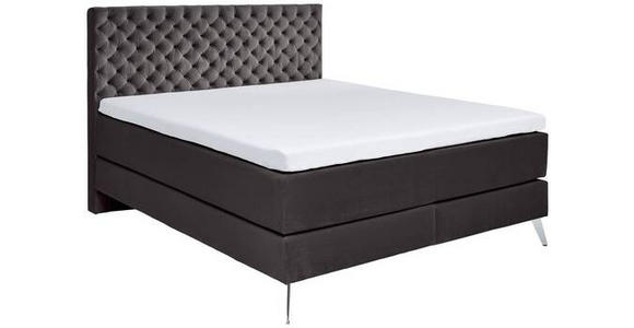 BOXSPRINGBETT 180/200 cm  in Anthrazit  - Chromfarben/Anthrazit, Design, Textil/Metall (180/200cm) - Xora