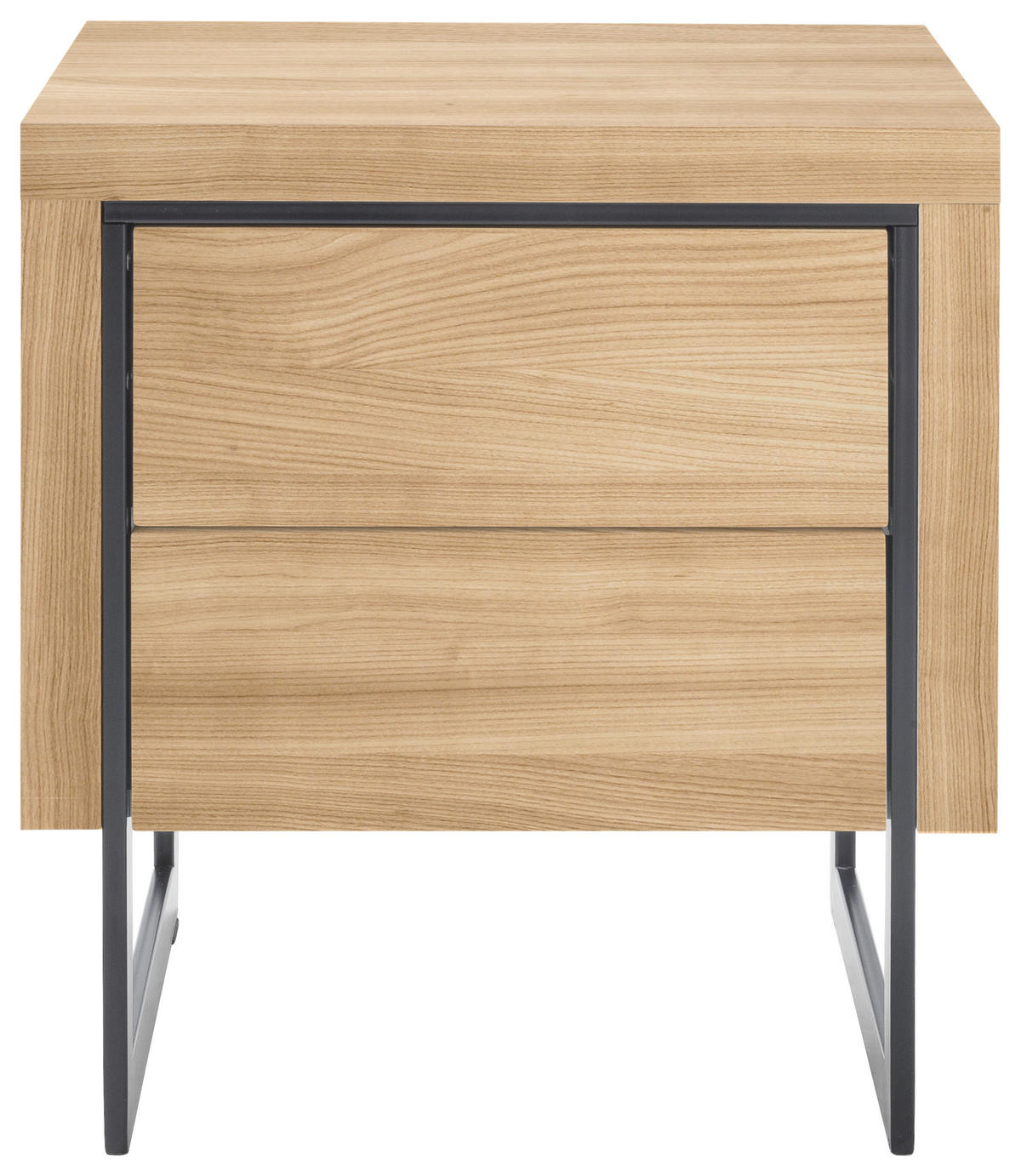 NACHTSCHRANK 50/55/40 cm Eiche furniert  - Eichefarben/Schwarz, Design, Holz/Holzwerkstoff (50/55/40cm)