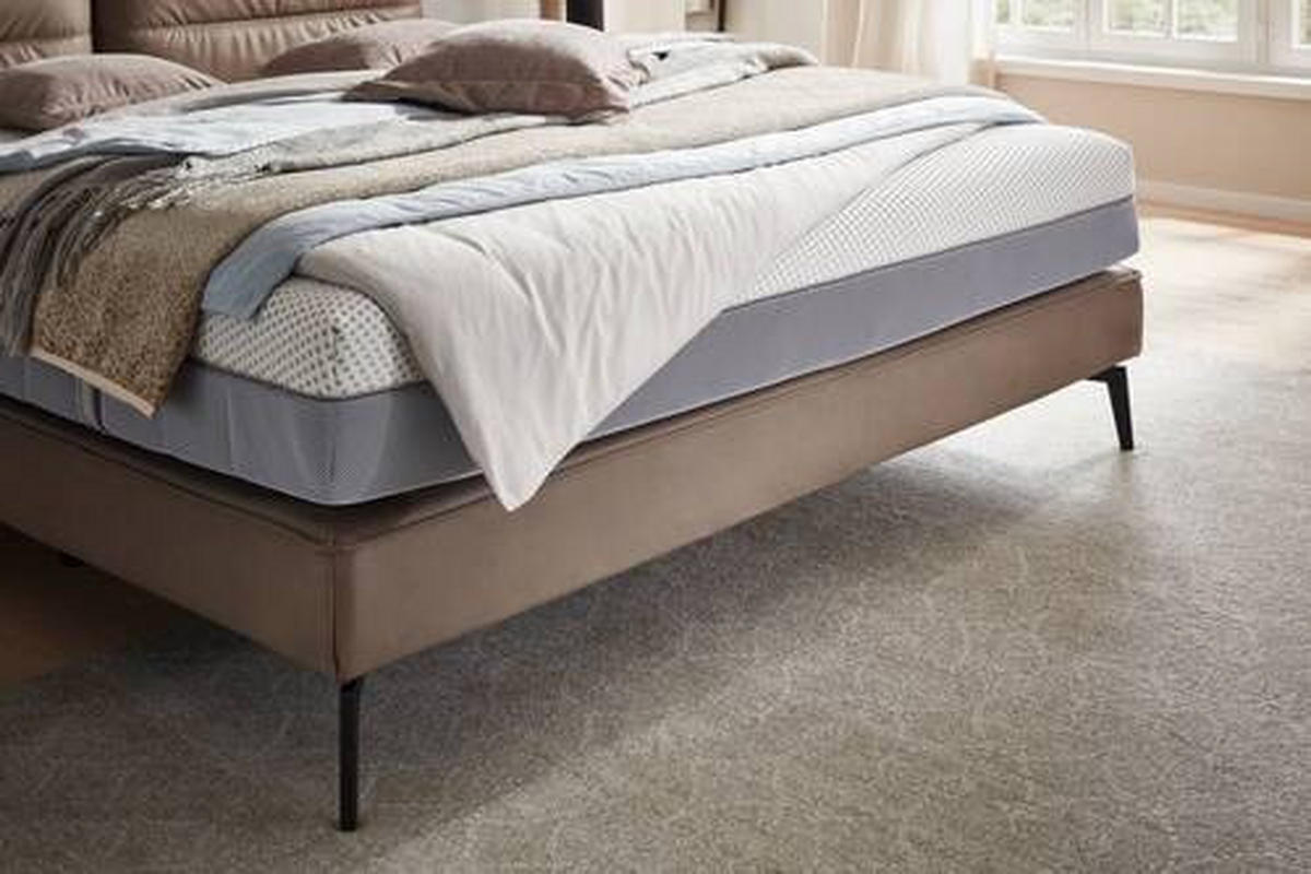 BOXSPRINGBETT 180/200 cm  in Hellbraun  - Hellbraun/Schwarz, Design, Textil/Metall (180/200cm) - Johann Jakob