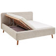 POLSTERBETT gepolstertes Kopfteil, Lattenrost, Bettkasten Beige 160/200 cm  - Eichefarben/Birkefarben, Design, Holz/Textil (160/200cm) - Xora